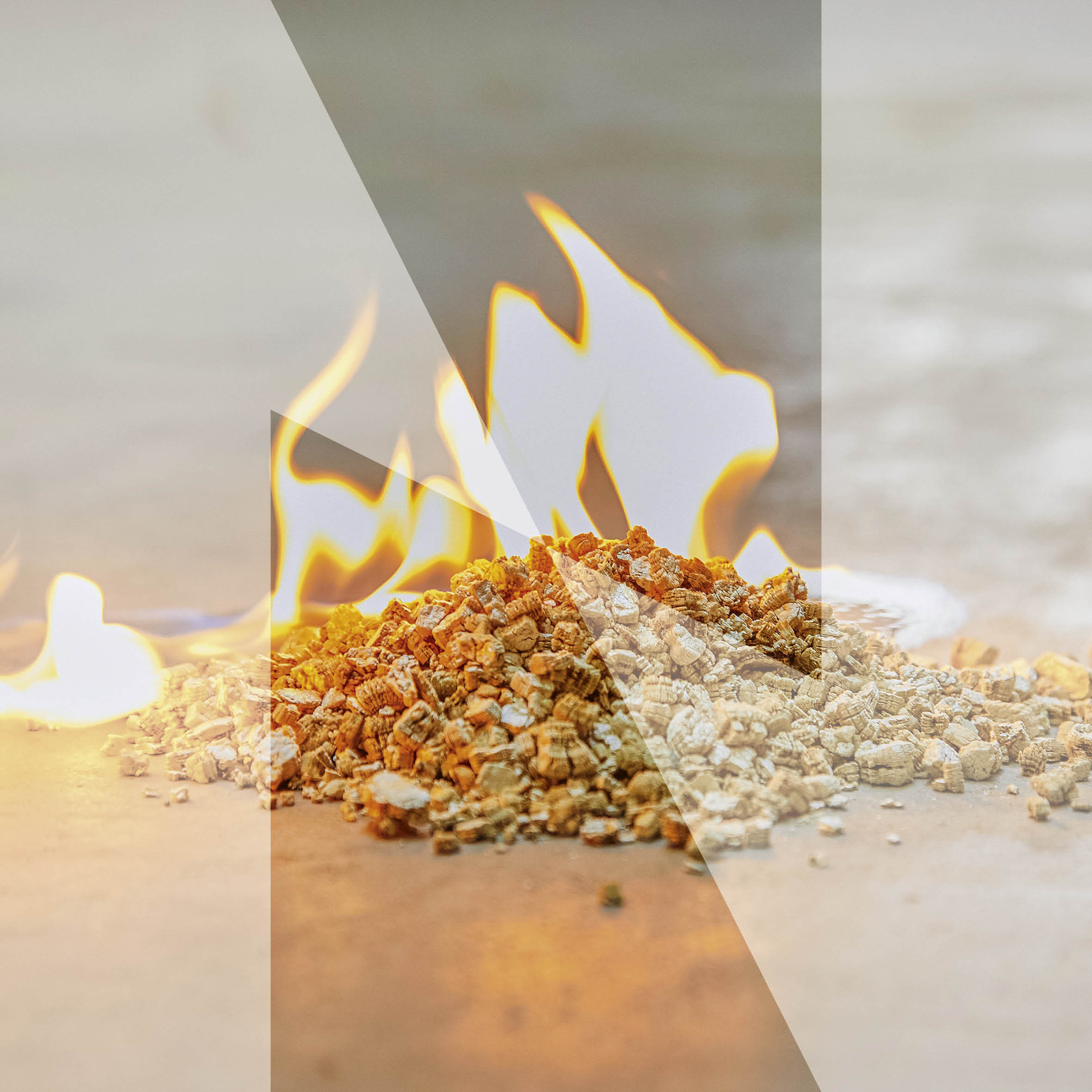 Foto van vermiculite en vuur